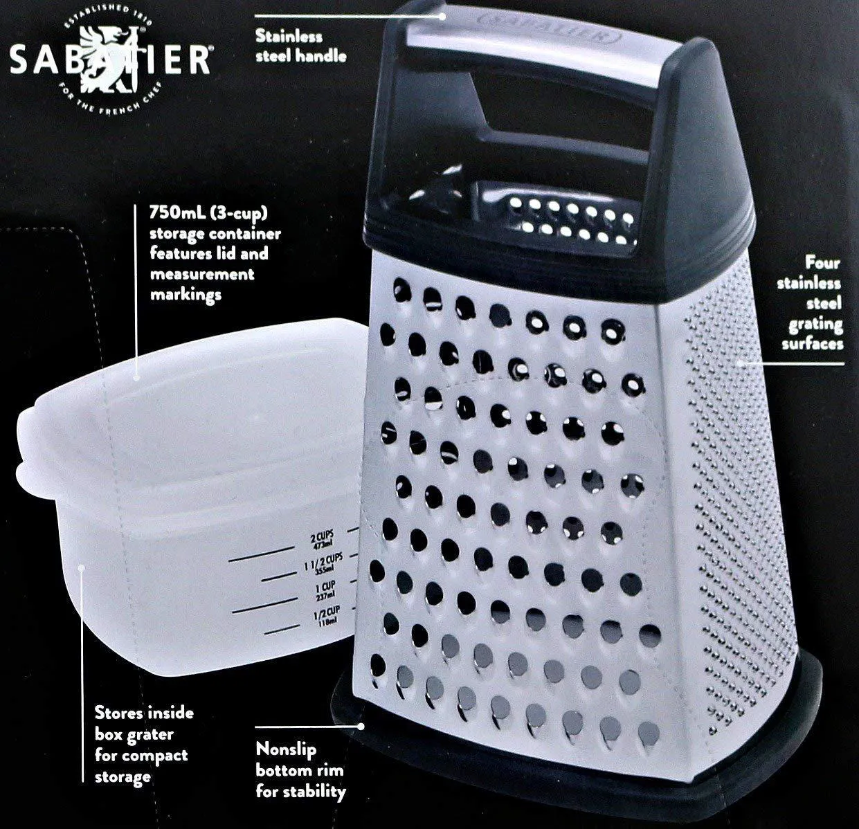 Sabatier 3 Piece Stainless Steel Food Chopper & Grater Set Sturdy, Strong & Durable