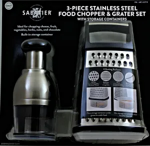 Sabatier 3 Piece Stainless Steel Food Chopper & Grater Set Sturdy, Strong & Durable