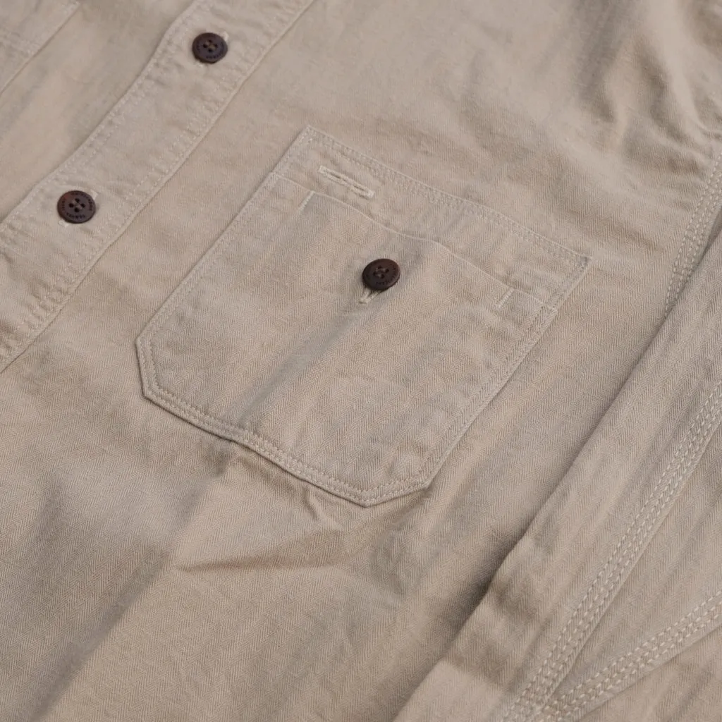 Samurai SJCBS24-HB Selvedge Herringbone Work Shirt (Beige)