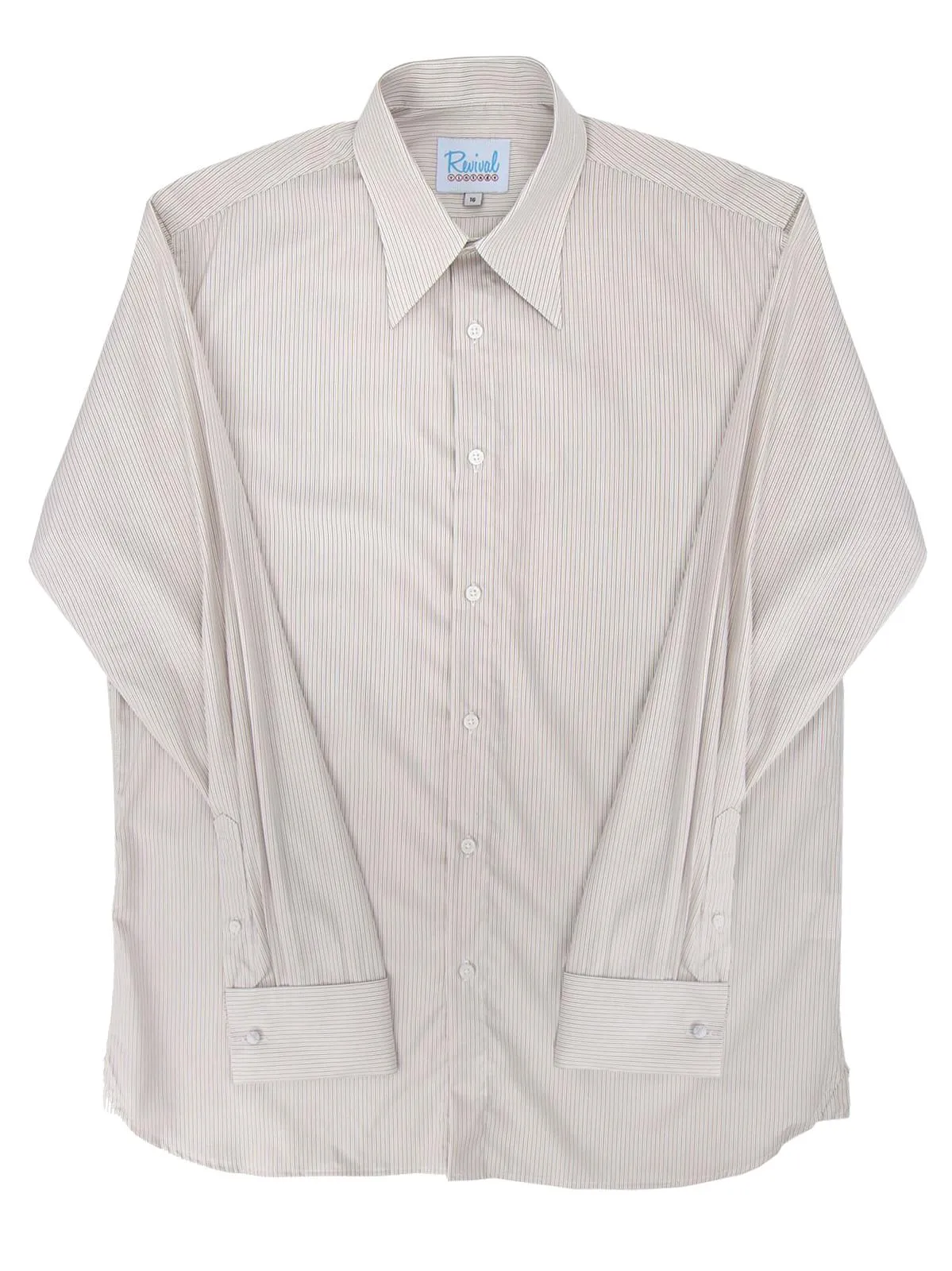 Sand Track Stripe 1940s Vintage Look Spearpoint Collar Shirt