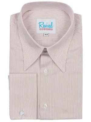 Sand Track Stripe 1940s Vintage Look Spearpoint Collar Shirt