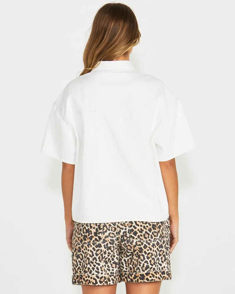 Sass Wyatt Short Sleeve Denim Shirt - White