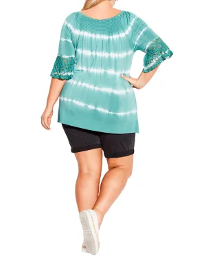Serena Lace Top | Turquoise / White