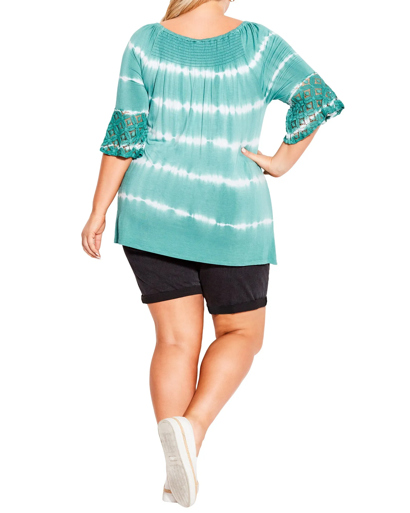 Serena Lace Top | Turquoise / White