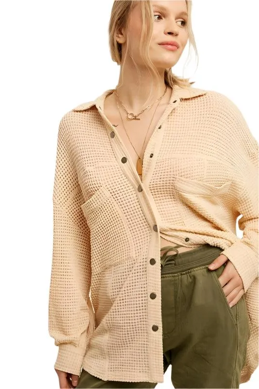 Soft Thermal Knit Shacket Top
