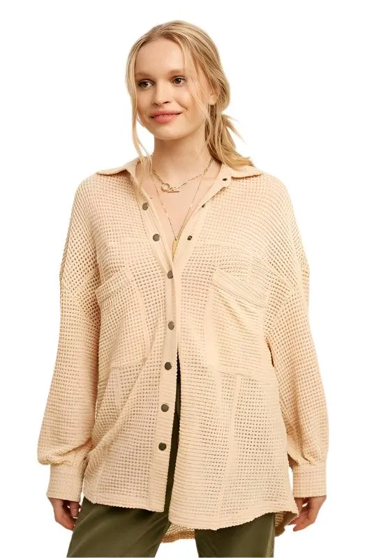 Soft Thermal Knit Shacket Top