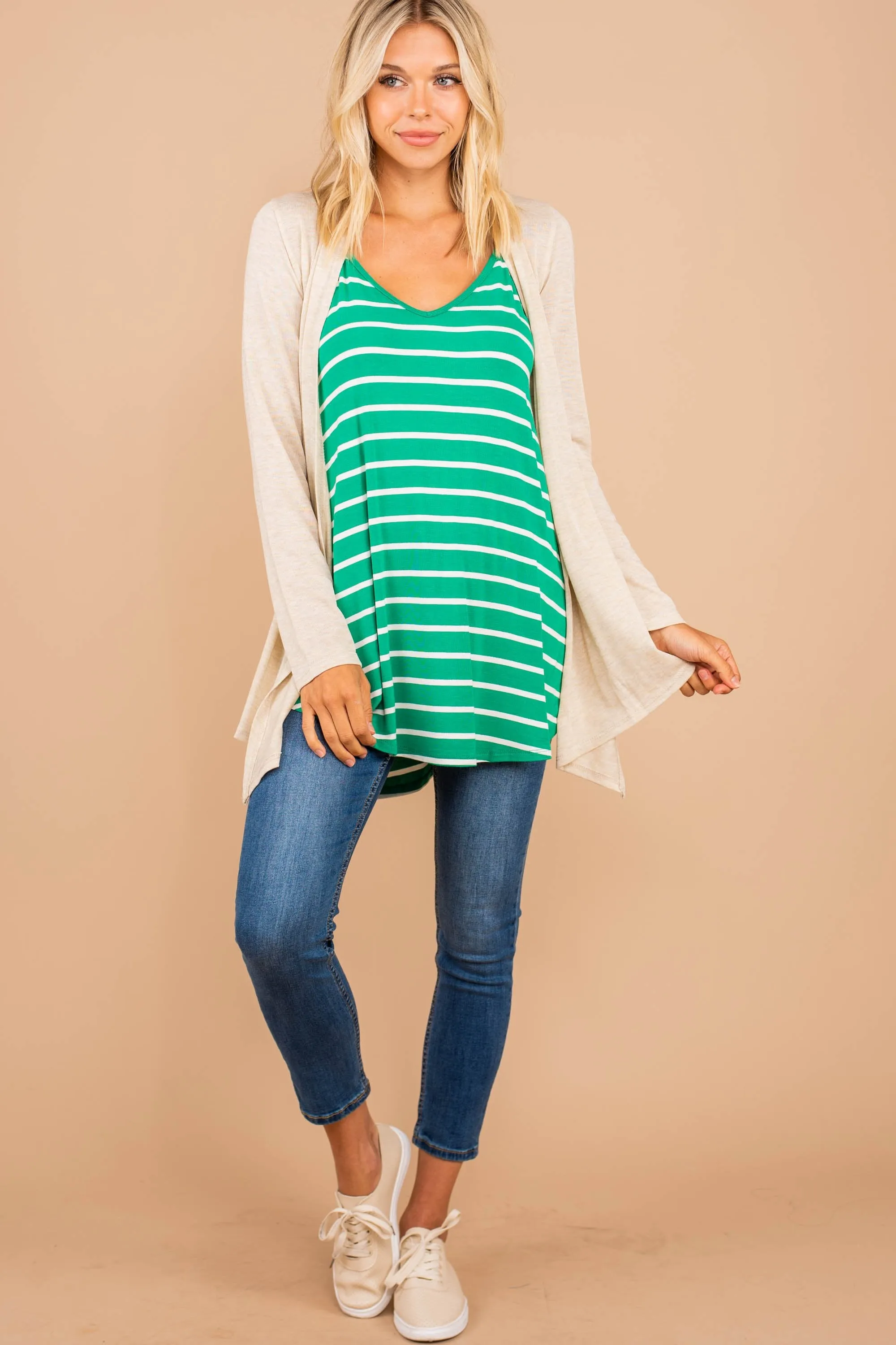 Somewhere Out There Kelly Green Striped Tank