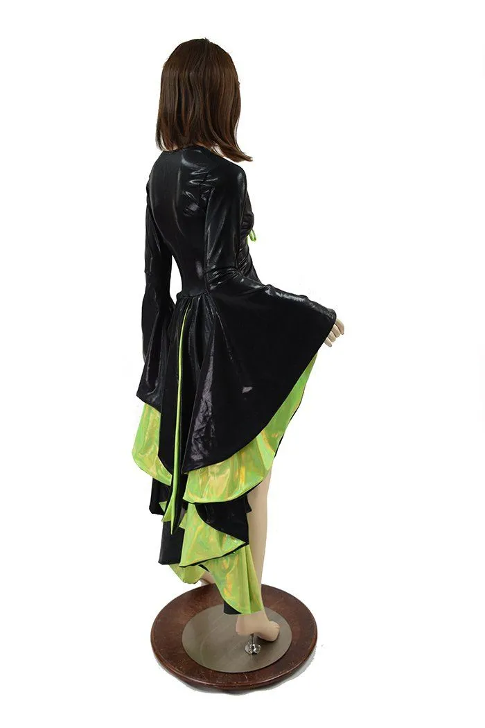 Sorceress Sleeve Tuxedo Ruffle Rump Romper