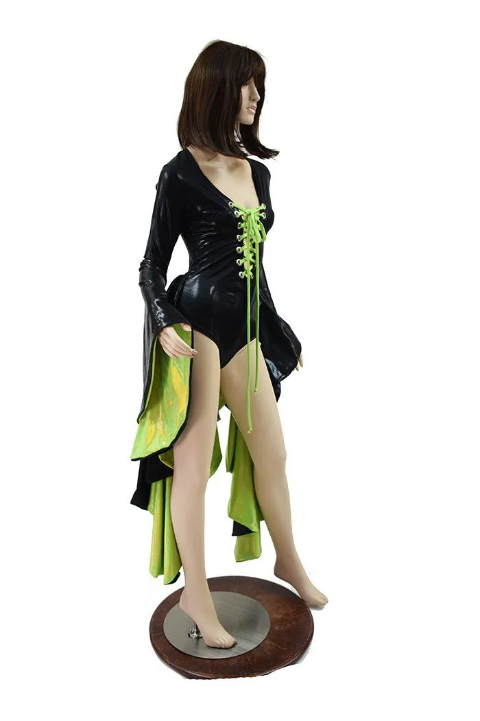 Sorceress Sleeve Tuxedo Ruffle Rump Romper