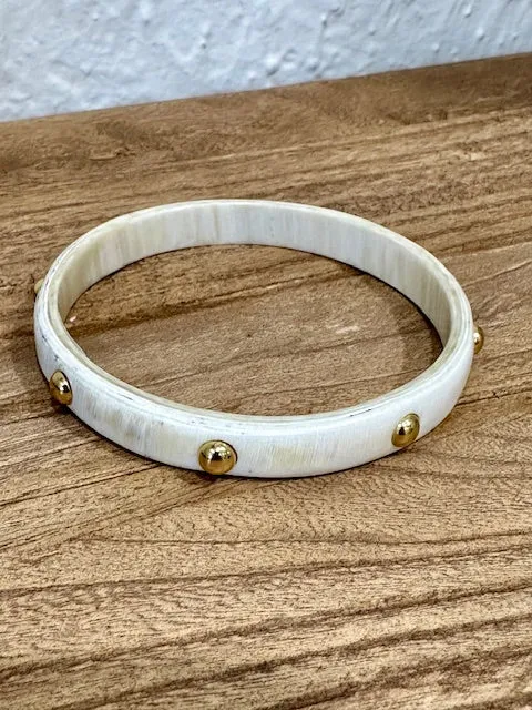 Soyang Paris Horn Bangle with Brass Domes