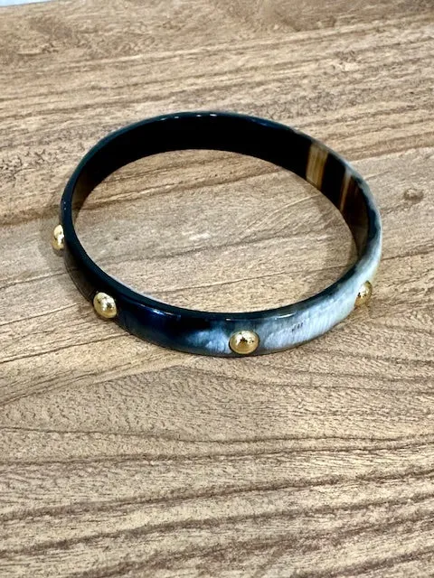 Soyang Paris Horn Bangle with Brass Domes