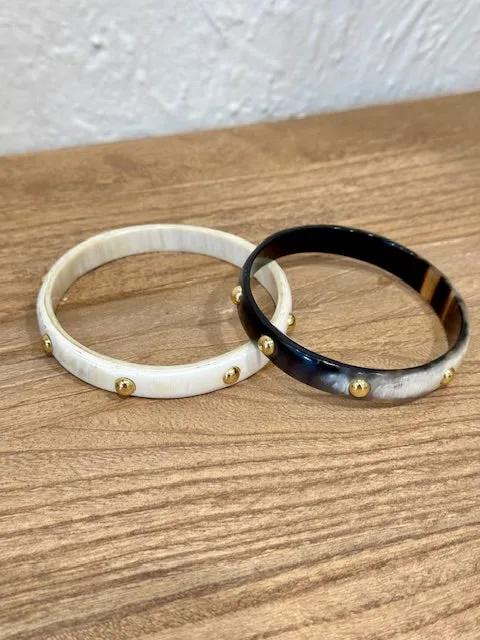 Soyang Paris Horn Bangle with Brass Domes