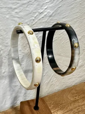 Soyang Paris Horn Bangle with Brass Domes