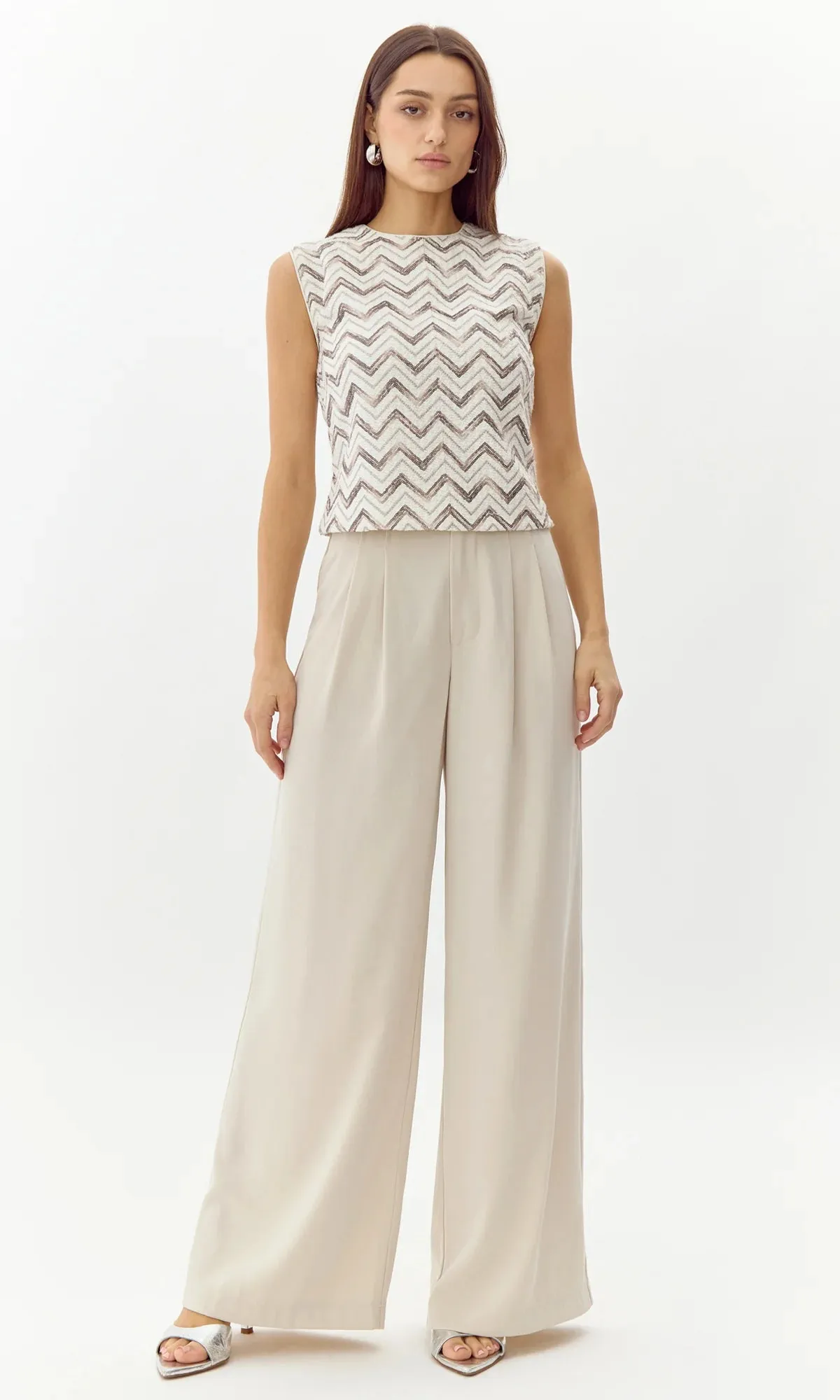 Stanley Wide Leg Trousers- Bone