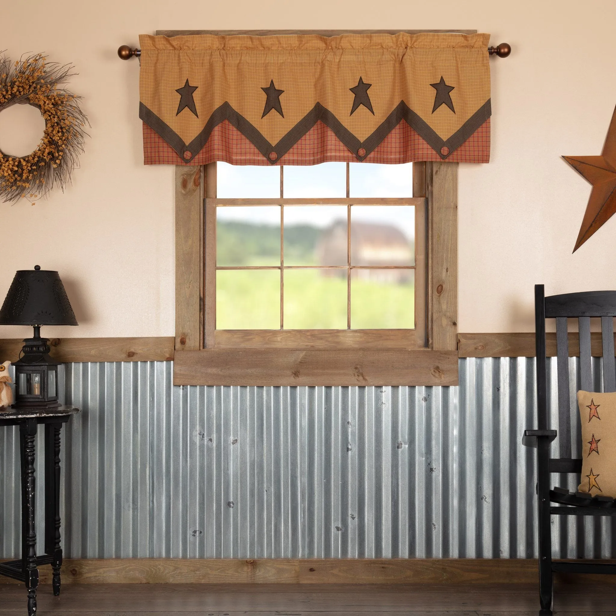 Stratton Primitive Star Layered Lined Valance 60"