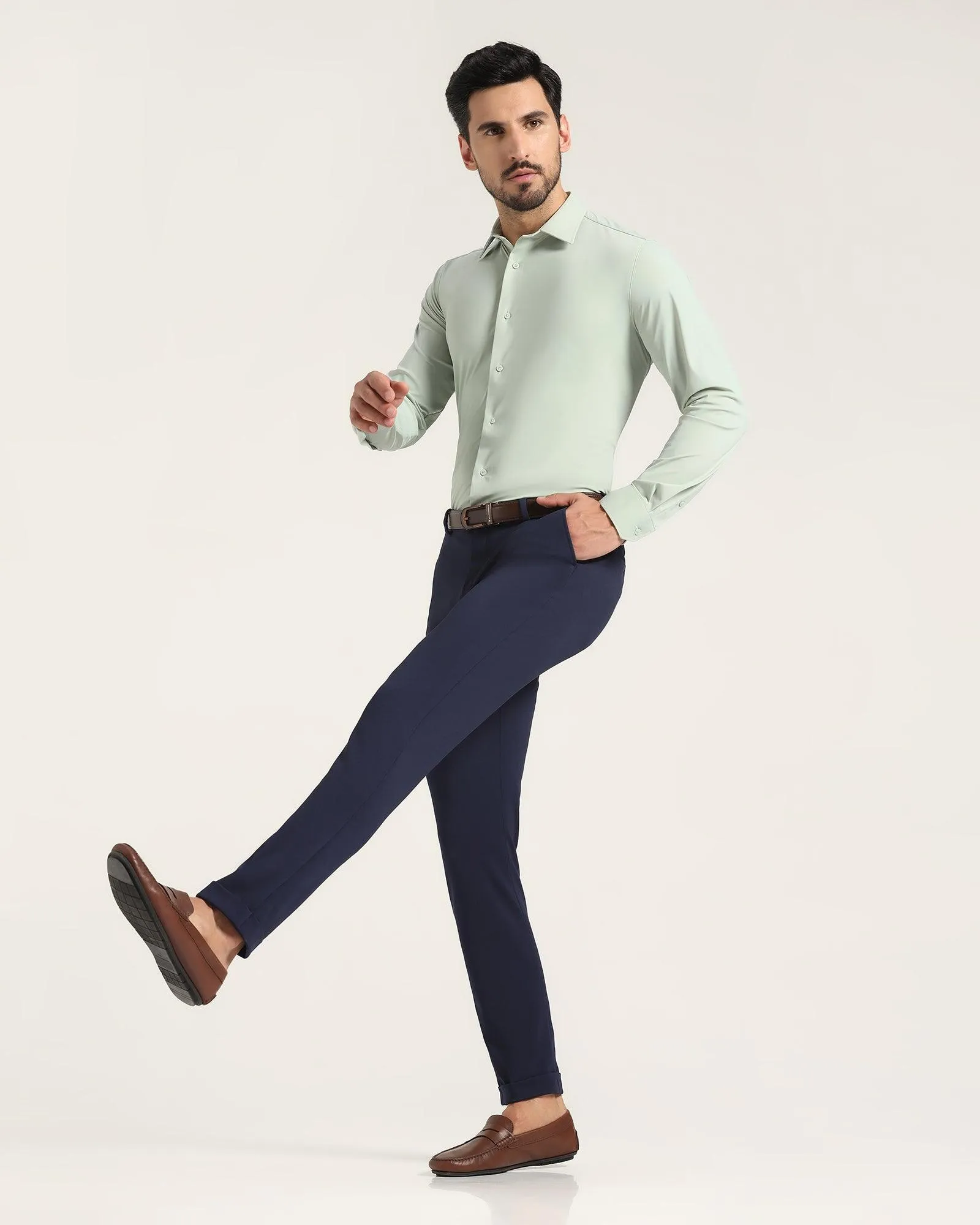 TechPro Super Slim Phoenix Formal Navy Textured Trouser - Sol