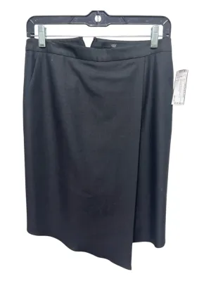 Tibi Size 2 Black Poly Blend Pencil Back Zip Asymmetric Skirt