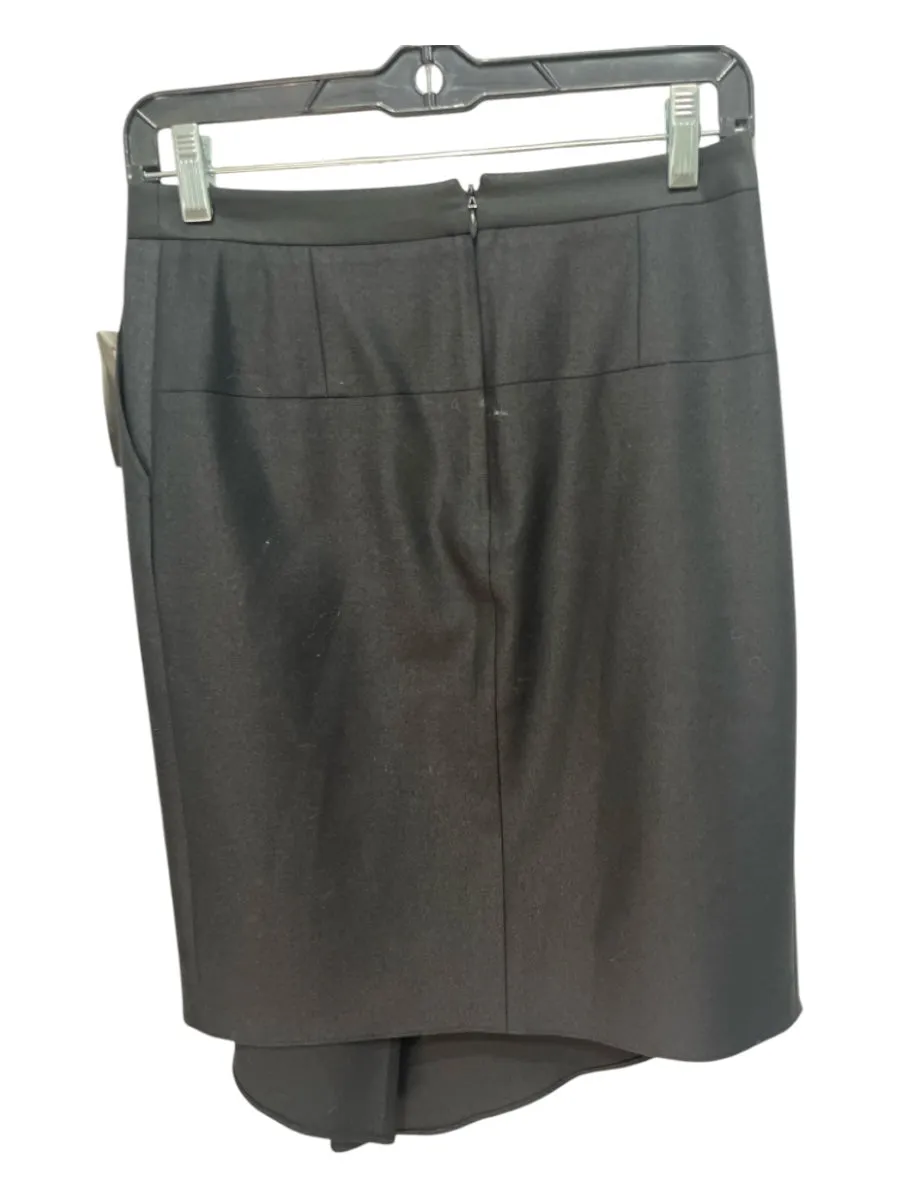 Tibi Size 2 Black Poly Blend Pencil Back Zip Asymmetric Skirt