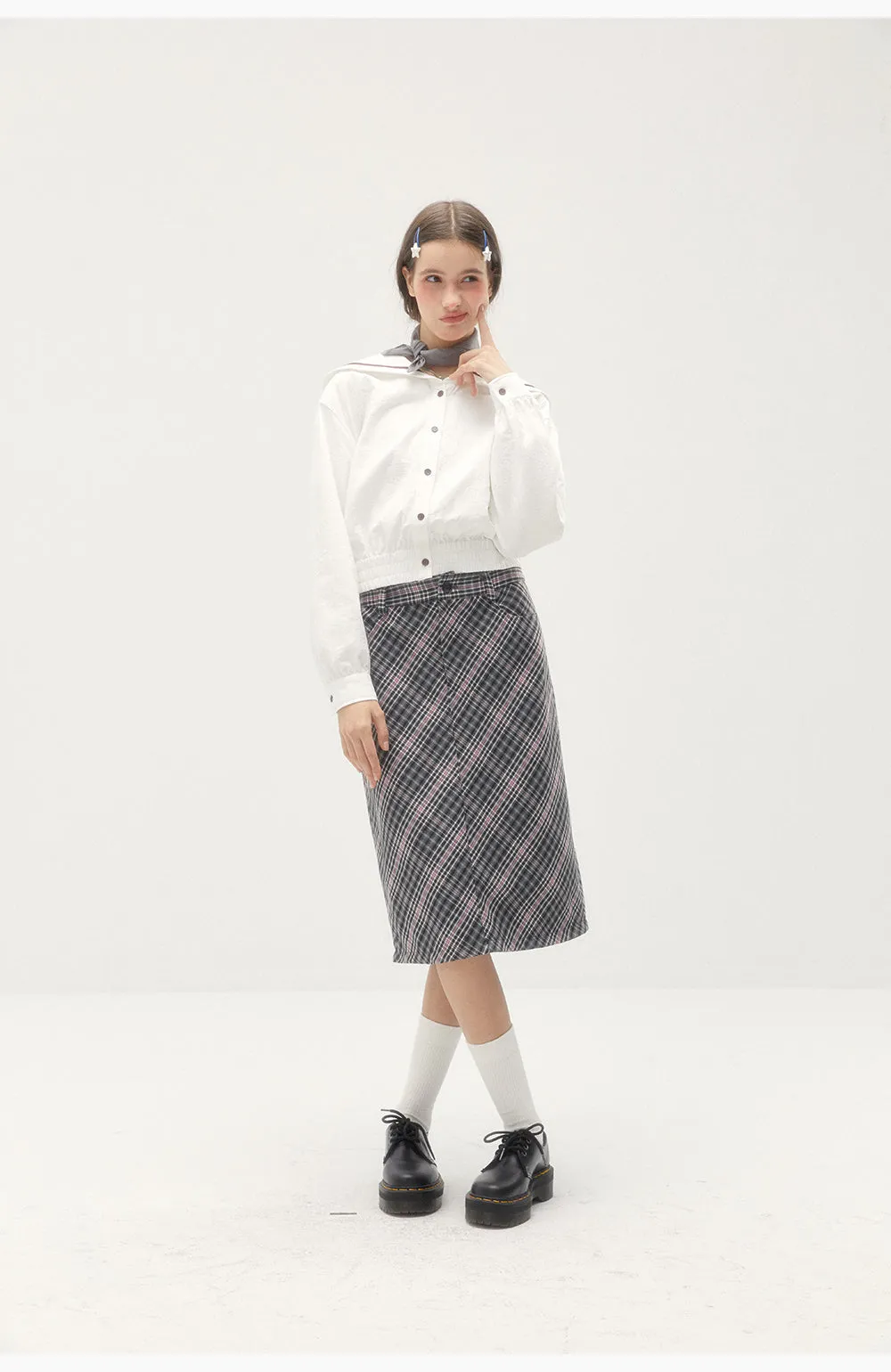 UNRETRO レトロチェックストレートスカート URT067