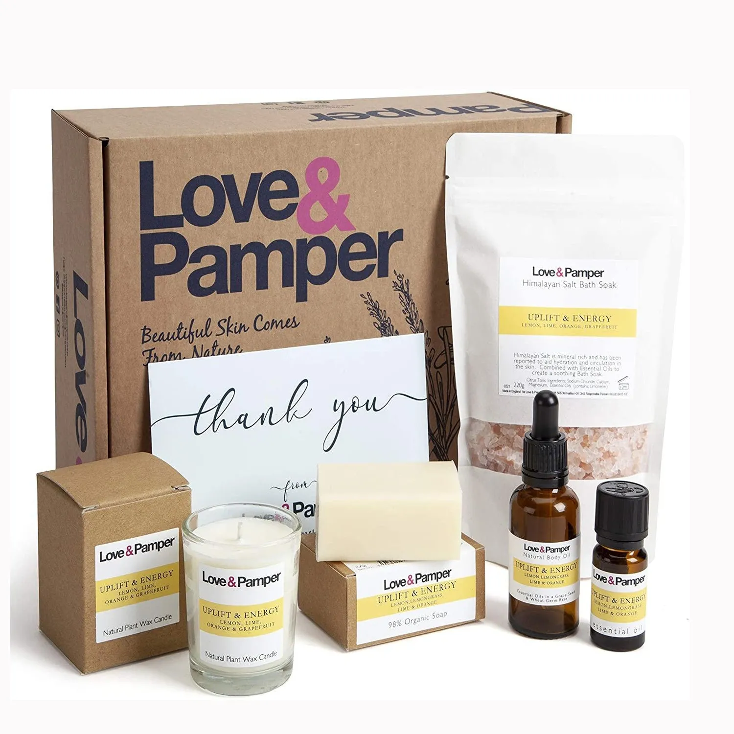 UPLIFT & ENERGY - SUSTAINABLE Aromatherapy Pampering Gift Set For Women