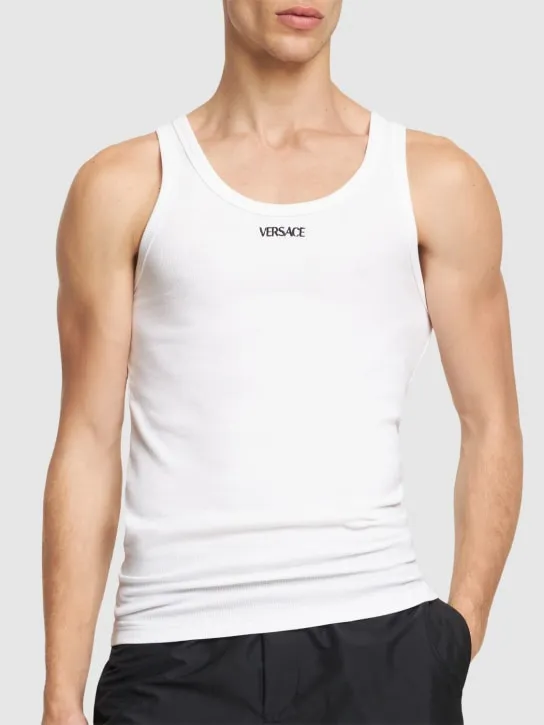 Versace   Ribbed cotton blend tank top 