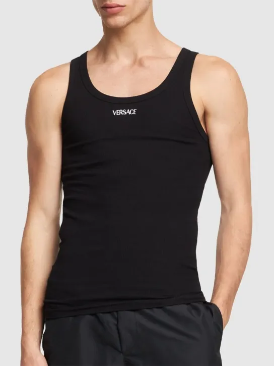Versace   Ribbed cotton blend tank top 