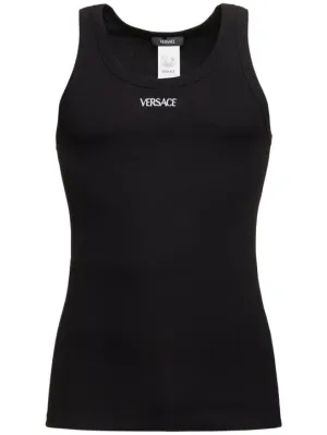 Versace   Ribbed cotton blend tank top 