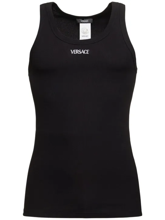 Versace   Ribbed cotton blend tank top 