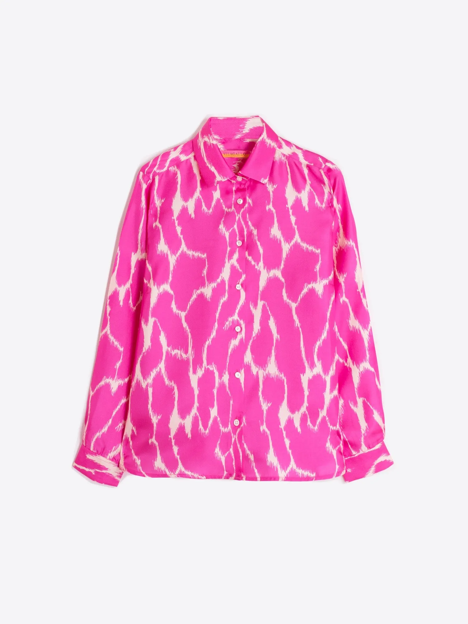 VILAGALLO ISABELLA SILK SHIRT IN PINK AND IVORY