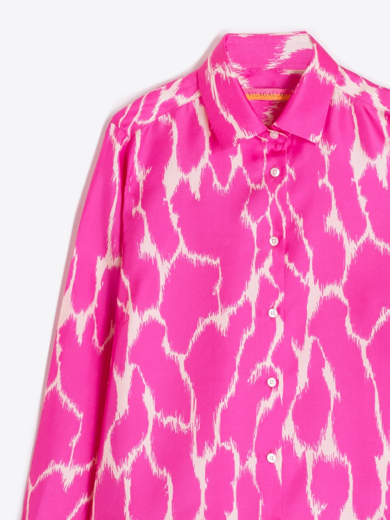VILAGALLO ISABELLA SILK SHIRT IN PINK AND IVORY