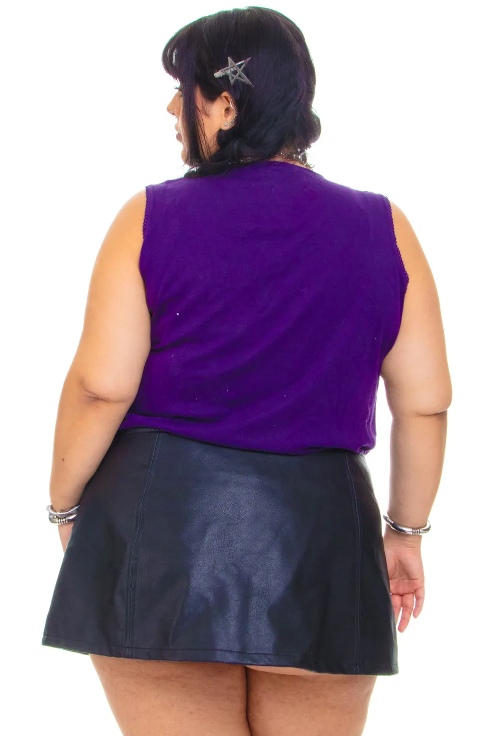 Vintage Y2K Purple Floral Trim Tank - XL/2X/3X