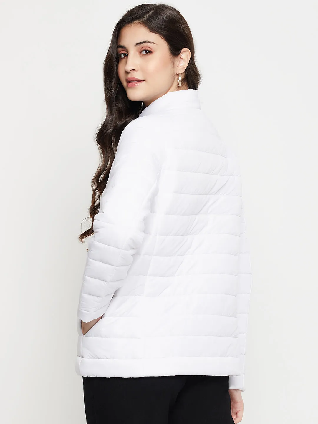 Women's Casual  White Quilted  Jacket