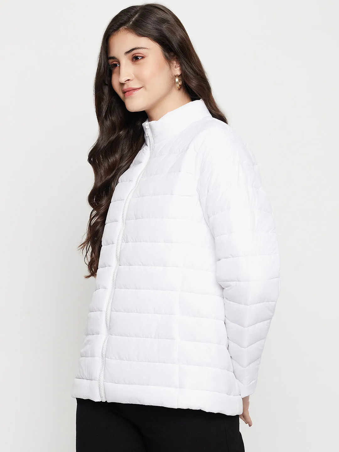 Women's Casual  White Quilted  Jacket