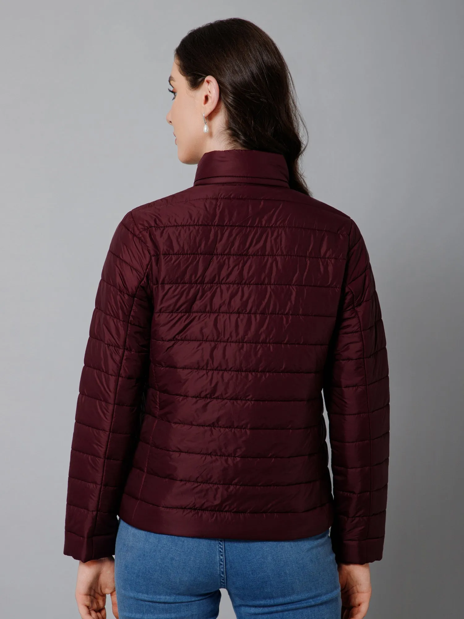 Women's Casual  Wine Quilted  Jacket