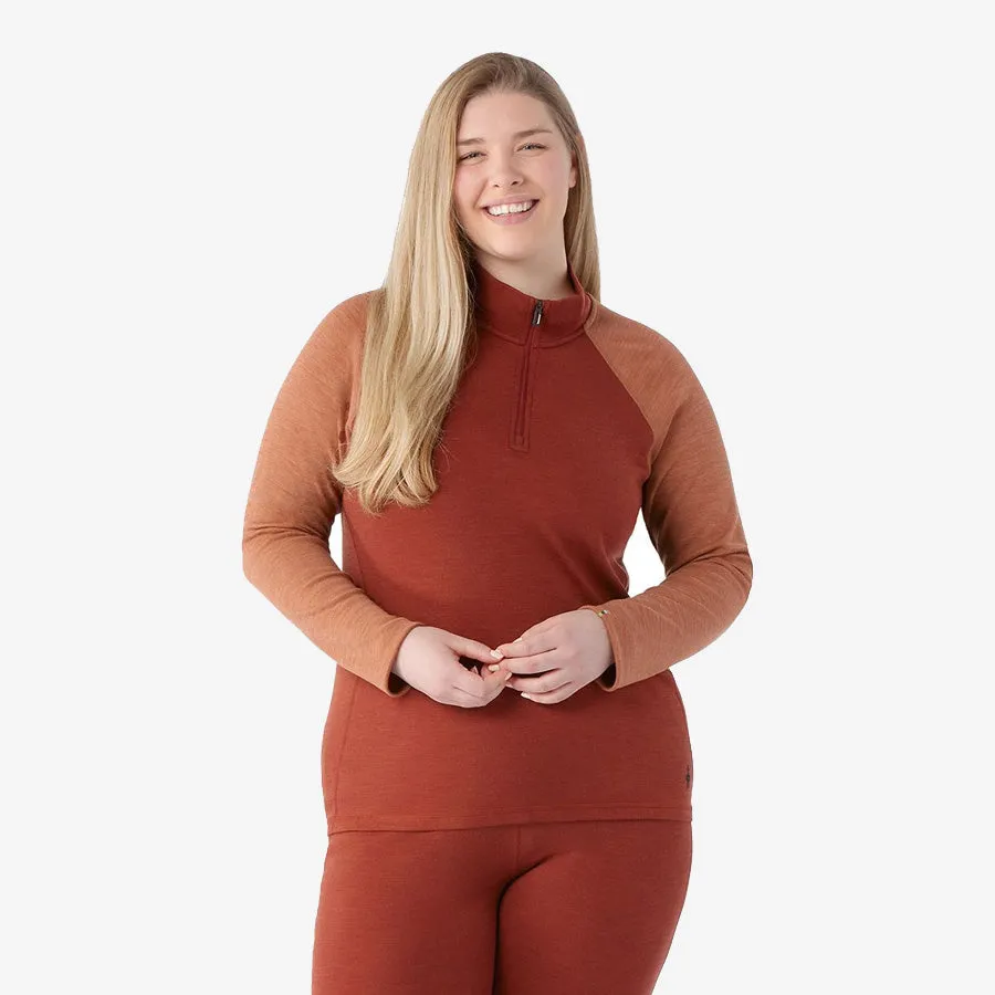 Women's Classic Thermal Merino Base Layer 1/4 Zip Plus (Pecan Brown Heather)