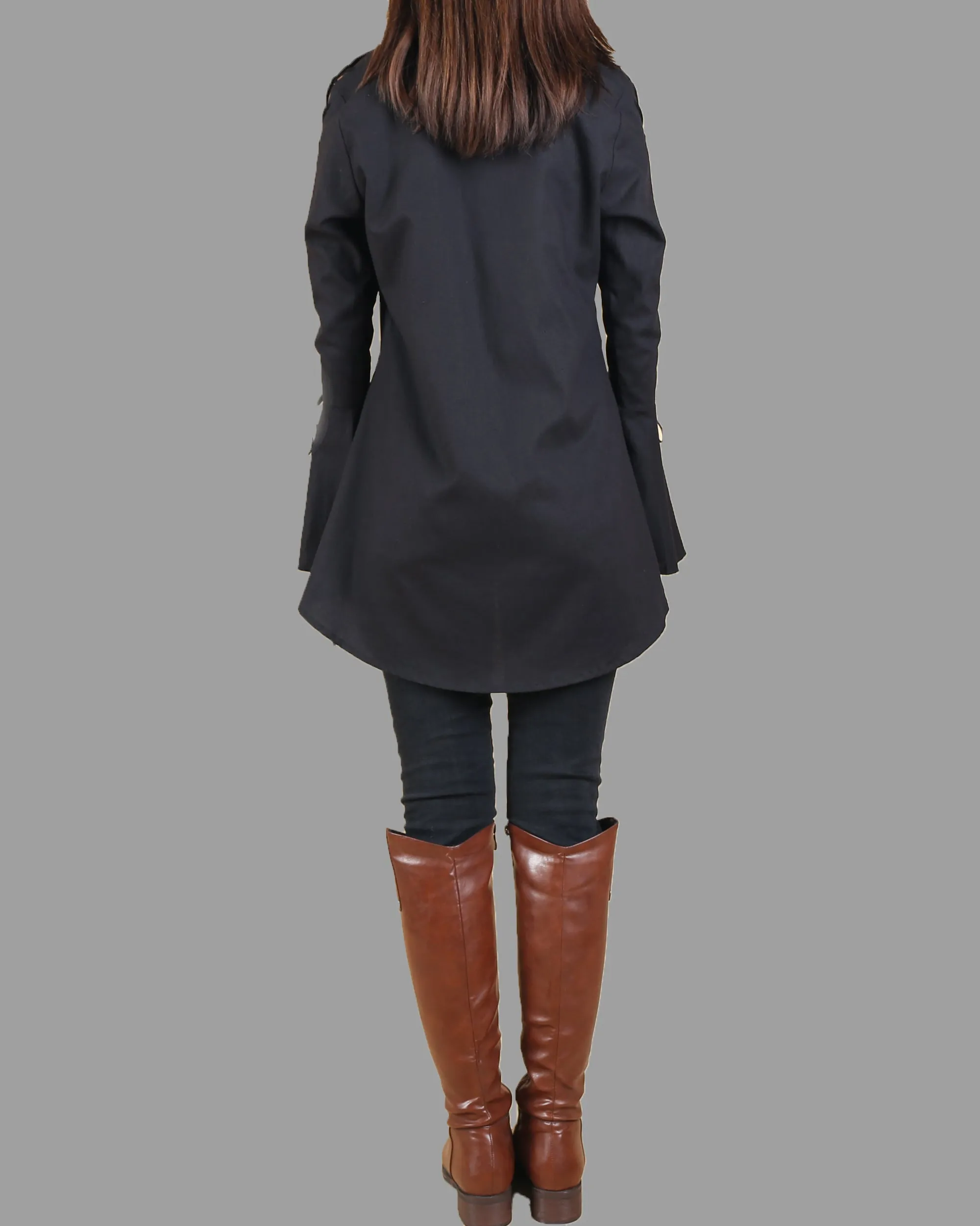 Women's Cotton Linen blouse/Bell Sleeves Shirt Dress/long sleeve shirt(Y20171a)