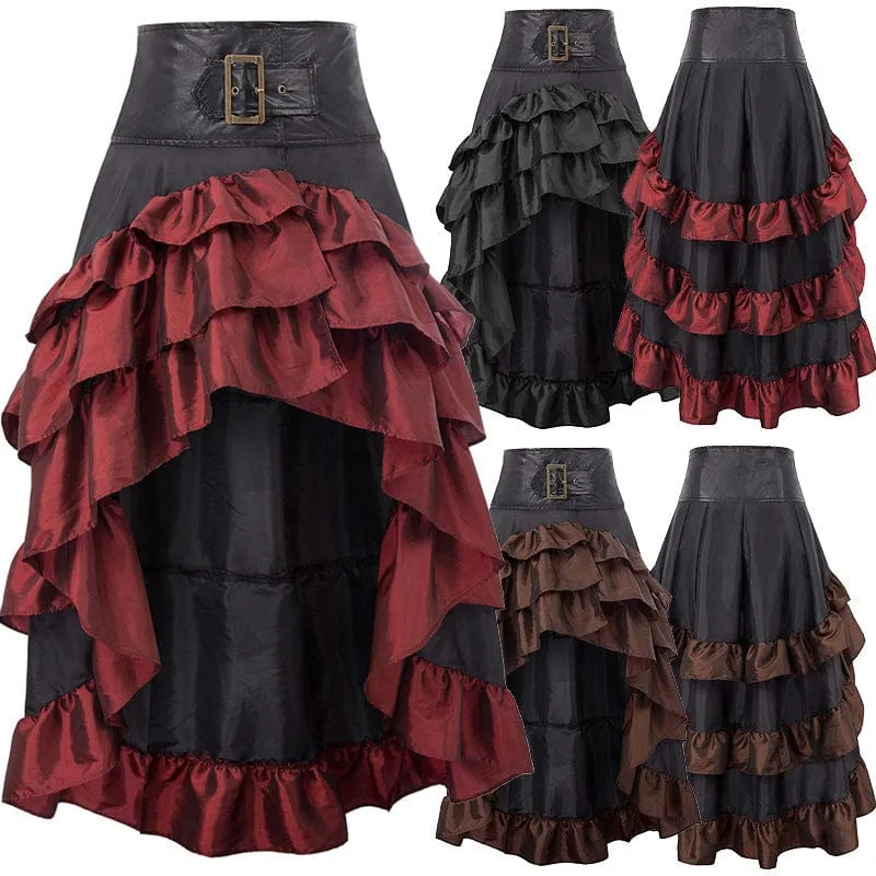 Women's Gothic Ruffled Layered High/low Skirt