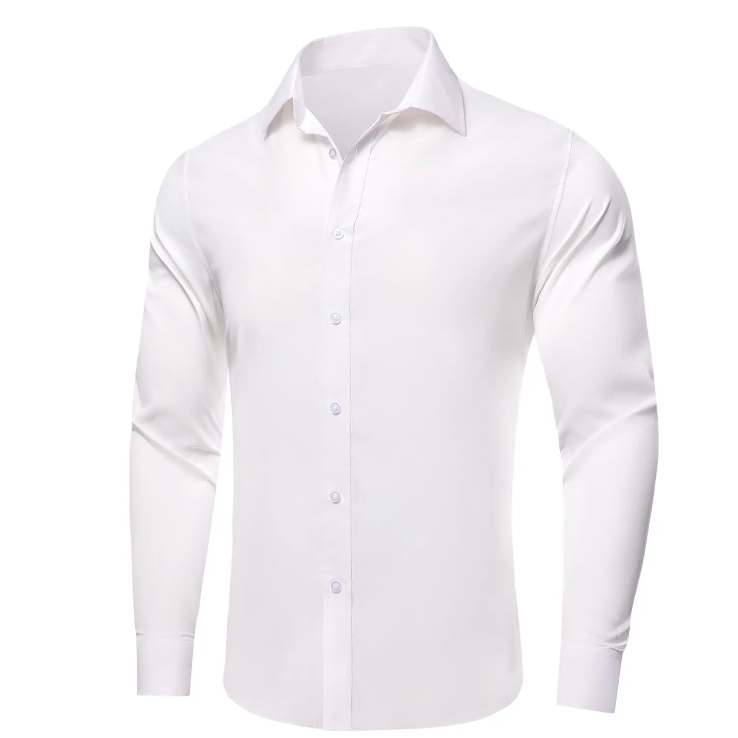 YourTies White Solid Long Sleeve Shirt with Chocolate Brown Striped Silk Tie for Men